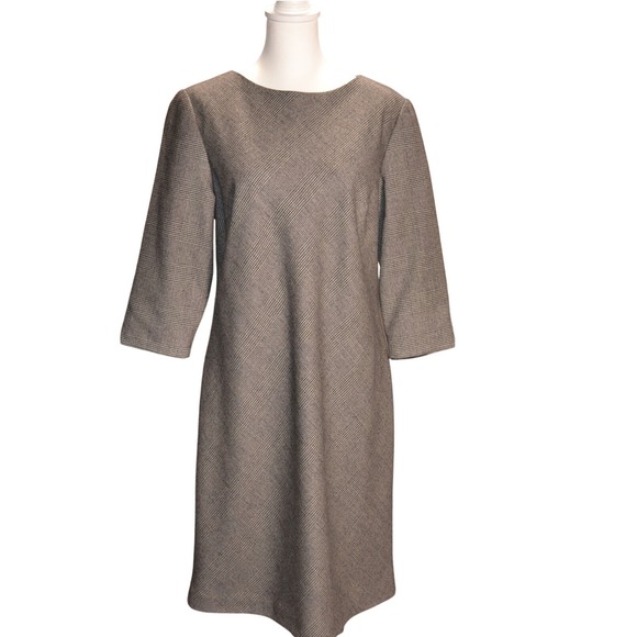 Talbots Dresses & Skirts - Vintage Wool Houndstooth Shift Dress 3/4 Sleeve Minimalist Classic Luxury Clean